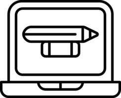 Editing Tools Of Pencil And Eraser In Laptop Screen Icon. vector