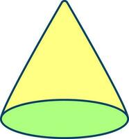 Geometry Cone Icon In Green And Yellow Color. vector