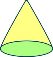 Geometry Cone Icon In Green And Yellow Color. vector