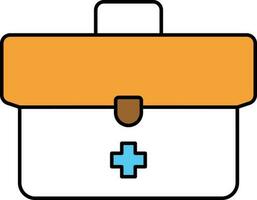 First Aid Bag Orange And White Icon In Flat Style. vector
