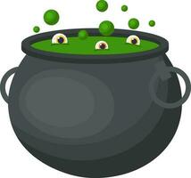 Eye Boiling Cauldron Green And Grey Icon. vector