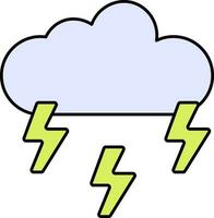 Lightning Cloud Icon In Blue And Green Color. vector
