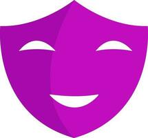 Pink Happy Mask Icon In Flat Style. vector