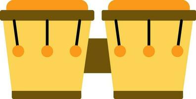 Flat Mini Conga Icon In Yellow and Brown Color. vector