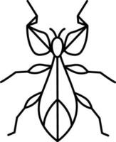 Thin Linear Style Leafbug Insect Character Icon. vector