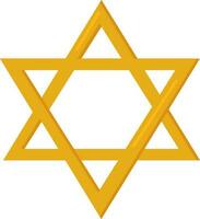 Flat Illustration Of Star Of David Golden Icon. vector