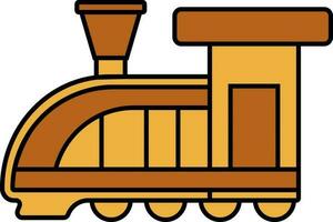 Locomotive Engine Icon In Brown And Yellow Color. vector