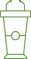 Green Linear Style Mic Podium Icon Or Symbol. vector