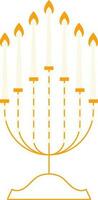 Isolated Burning Hanukkah Icon In Orange Lineal Style. vector