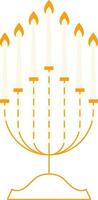 Isolated Burning Hanukkah Icon In Orange Lineal Style. vector