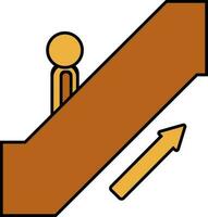 Man Up Escalator Icon In Brown And Yellow Color. vector