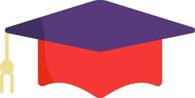 Isolated Mortarboard Icon In Purple and Red Color. vector