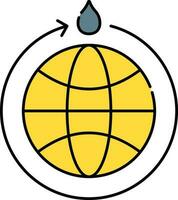 Oil And Water Global Resource Icon In Yellow And Teal Color. vector