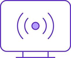 Wifi Connect Computer Icon Or Symbol In Violet And White Color. vector