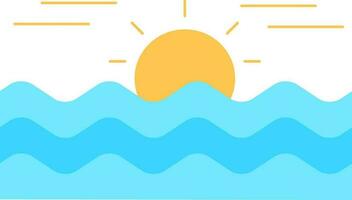 Sunrise Or Sunset At Beach Icon In Blue And Yellow Color. vector