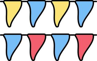 Tricolor Bunting Flags Icon In Flat Style. vector