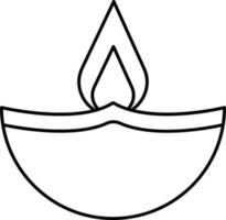 Isolated Burning Oil Lamp Line Art Icon. vector