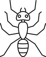 Thin Line Art Of Ant Character Icon. vector