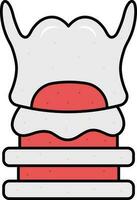 Flat Larynx Part Stricture Icon In Red And Grey Color. vector