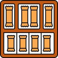 Open Chocolate Box Icon in Brown and White Color. vector