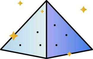 Gradient Blue Pyramid Icon In Flat Style. vector