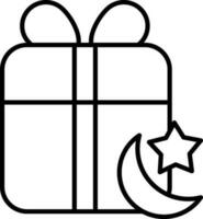 Gift Box Icon In Black Outline. vector