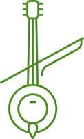 Green Kamancheh Musical Instrument Icon In Linear Style. vector