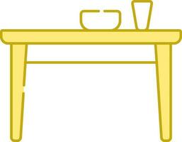 Food And Drink Table Flat Icon In Yellow And White Color. vector