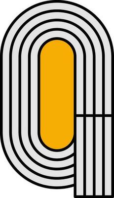 Running Track Icon In Gray And Yellow Color.