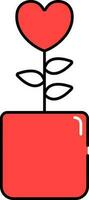 Illustration Of Love Plant Red And White Icon. vector