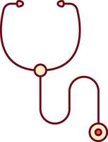 Red And Yellow Stethoscope Icon Or Symbol. vector