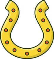 Yellow Horseshoe Icon In Flat Style. vector