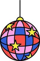 Isolated Colorful Bauble Or Disco Ball Icon In Flat Style. vector