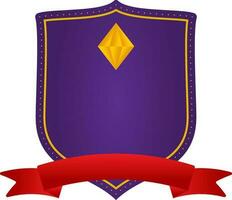 Blank Rhombus Shield Frame With Ribbon Element In Purple And Red Color. vector
