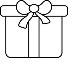 Black Outline Illustration Of Gift Box Icon. vector