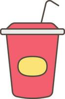 Disposable Cup With Straw Icon In Red And Yellow Color. vector