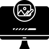 Glyph Style Photo Editing In Monitor Icon. vector