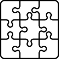 Jigsaw Puzzles Icon In Thin Line Art. vector