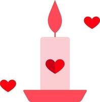 Flat Style Heart Candle Icon Or Symbol In Pink And Red Color. vector