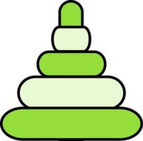 Ring Pyramid Toy Flat Icon In Green Color. vector