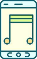 Yellow And Blue Music Symbol Smartphone Screen Flat Icon. vector