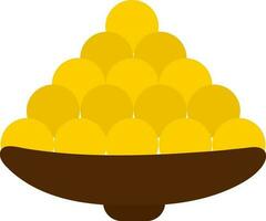 Sweets Ball Bowl Icon In Yellow And Brown Color. vector