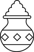 Rice Food Kalash Icon In Line Art. vector