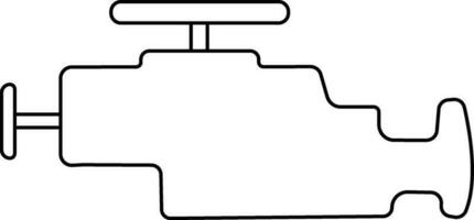 Black line art illustration of engine motor. vector