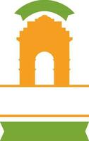 Isolated India Gate Silhouette With Copy Space Strip Background. vector