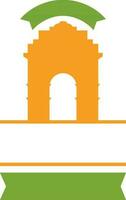 Isolated India Gate Silhouette With Copy Space Strip Background. vector