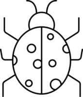 Cartoon Lady Bug Icon In Black Line Art. vector