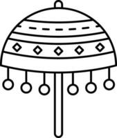 Isolated Traditional Umbrella Onam Festival Icon In Black Outline. vector