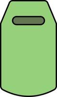 Flat Style Military Handle Shield In Green Color. vector