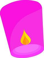 Isolated Burning Hot Air Lamp Flat Icon In Pink Color. vector